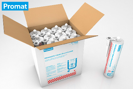 Brandabschottung Promat Promaseal Köln Das Bild zeigt eine Kiste mit Promaseal, ein Hilfsmittel zur Brandabschottung