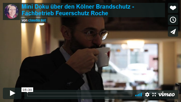 Klicken Sie hier um die Mini Doku über den Kölner Brandschutz - Fachbetrieb Feuerschutz Roche auf Vimeo zu starten. Mini Doku über den Kölner Brandschutz - Fachbetrieb Feuerschutz Roche
